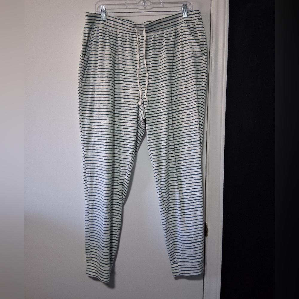 Sonoma Women's Striped Pajama Pants - White & Green Size XL
